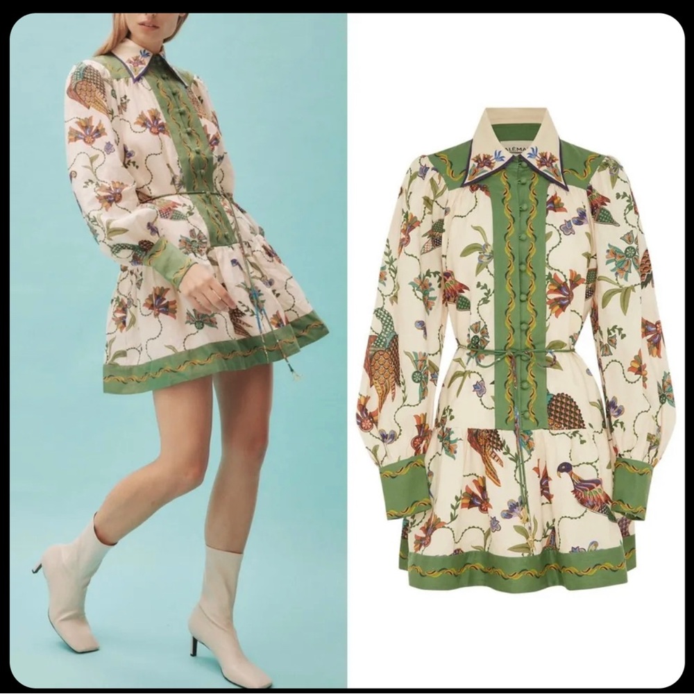ALÉMAIS Birdie printed linen minidress